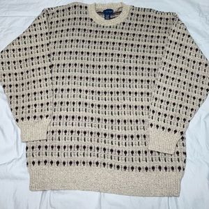 Mens Vintage Sweater Cream and blue Size Mens Xl
